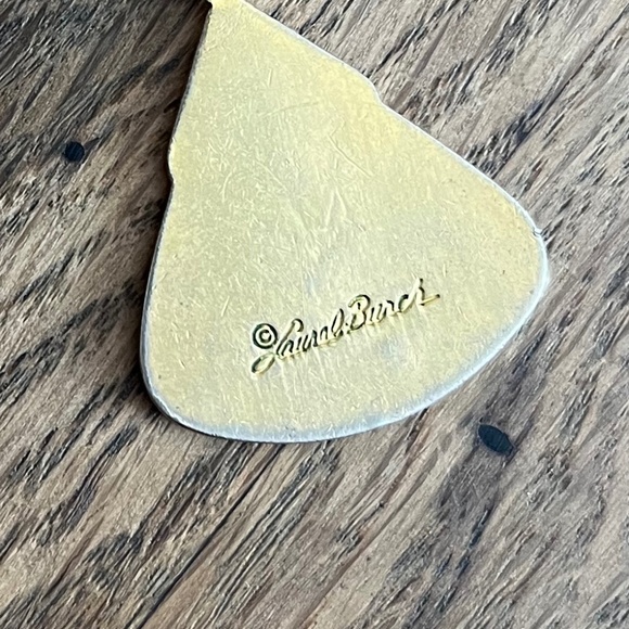 Vintage Laurel Burch Lotus Fan Earrings – Enamel & Gold-Tone Statement Dangles - Picture 2 of 6